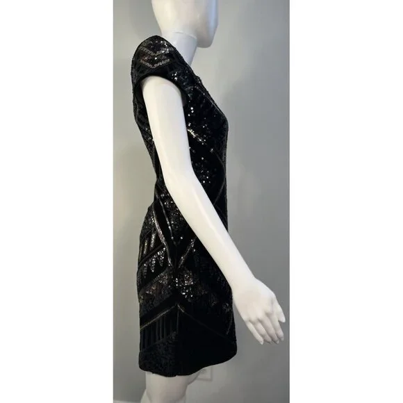 Express Sequined  With Velvet Bling Geometric Dress. Stunning, Perfect,  Holiday - Picture 4 of 16